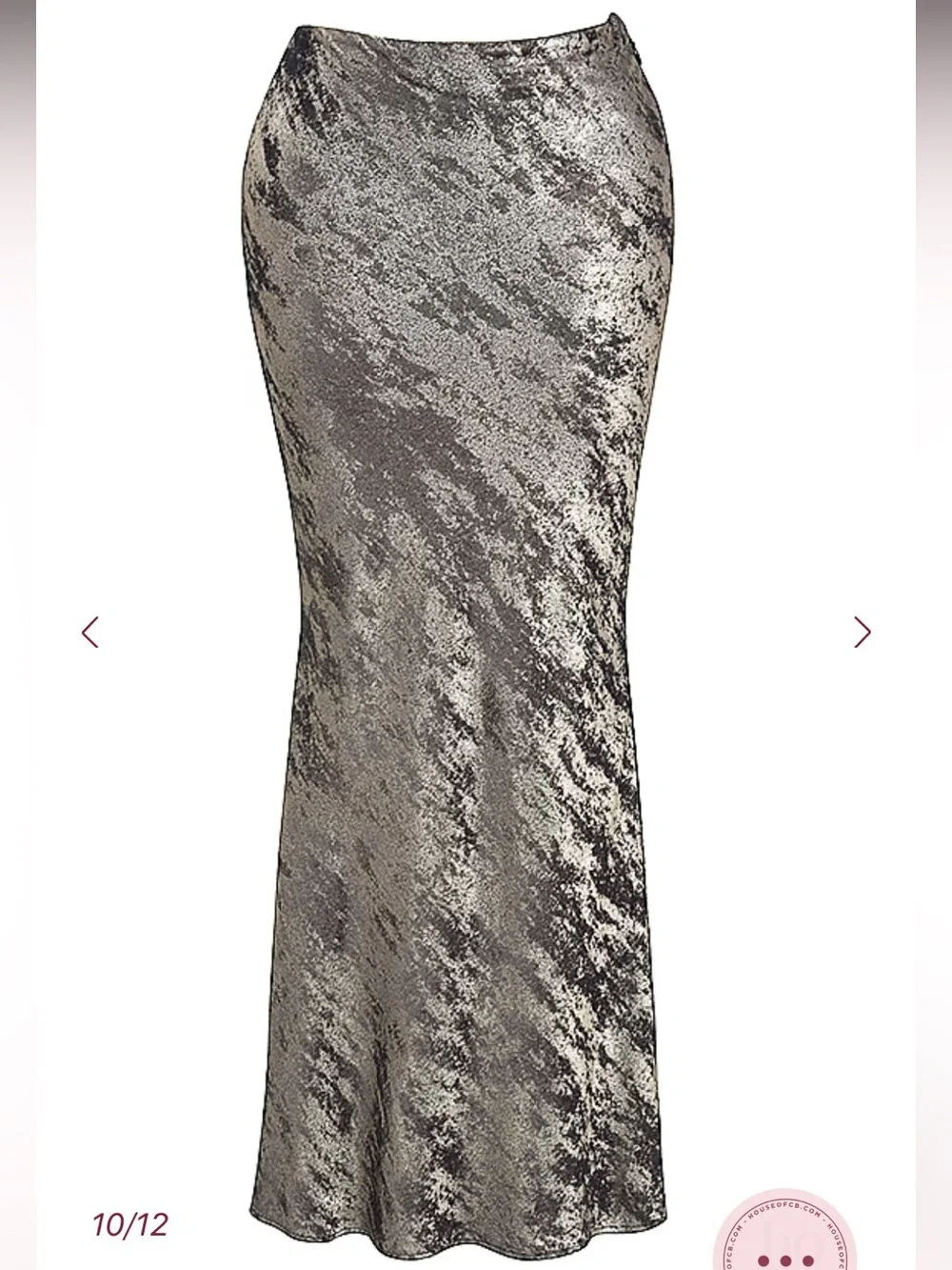 House of CB CLARA Pewter Bias Cut Midi Skirt